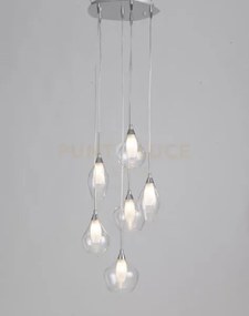 Lampadario a sospensione skyline doppio vetro trasparente e bianco ...