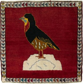 Gabbeh Tappeto 80x70 Rosso (Iran) Annodato A Mano