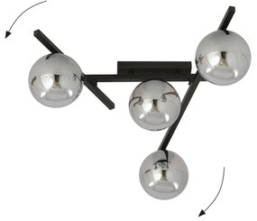 Lampadario da Soffitto in Acciaio e Vetro SMART 4 Nero 4xE14