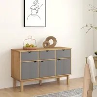 Credenza OTTA Marrone e Grigio 114x43x73,5 cm in Legno di Pino 351298