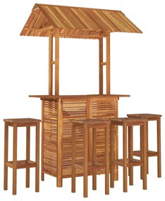 Set da bar per giardino 5 pz in legno massello di acacia