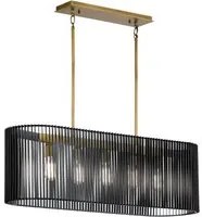 Lampadario Contemporaneo Linara Acciaio Nero Ottone Naturale Ottone 5 Luci E27