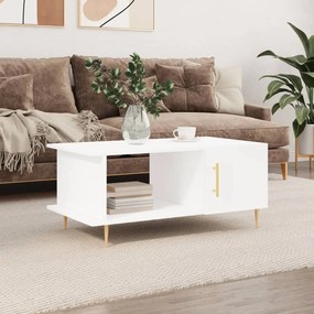 Tavolino Da Salotto Bianco 90x50x40 Cm İn Legno Multistrato /