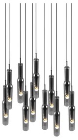 Apparecchio a sospensione LED con paralume in vetro ø 50 cm in argento Lucent - Trio Select