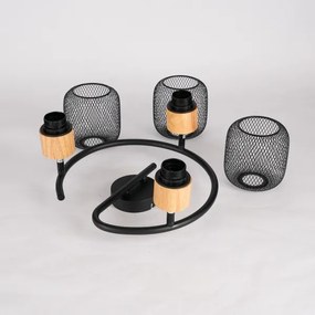 Brilagi - Faretto orientabile BASKLITE 3xE27/15W/230V, finitura legno di hevea/nero