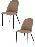 Set 2 sedie imbottite Jennifer Tommychairs, rivestite in finta pelle colore camoscio e gambe in ferro nero opaco