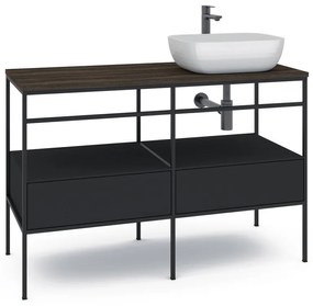 Mobile bagno con lavabo L 120 x H 92 x P 45.5 cm nero 2 cassetti per vasca centrale Outline