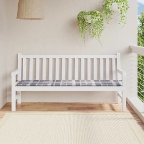 Cuscino Per Panca A Quadri Grigi 180x50x3 Cm Tessuto Oxford /