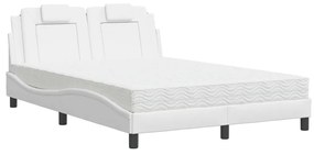 Letto con materasso bianco 140x190 cm in similpelle