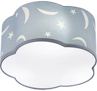 Plafoniera Soffitto Bambino Paralume Nuvola Lune e Stelle Azzurra Moony GD Trio