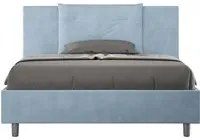 Letto alla Francese rivestito in Microfibra - APPIA Colore: Azzurro, Dimensione Rete: 140x210, Tipologia Letto: Con Rete