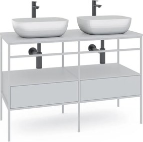 Mobile bagno da terra con lavabo L 120 x H 92 x P 45.5 cm bianco 2 cassetti per doppia vasca Outline
