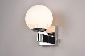Kula applique bagno metallo cromato e vetro bianco con interruttore...