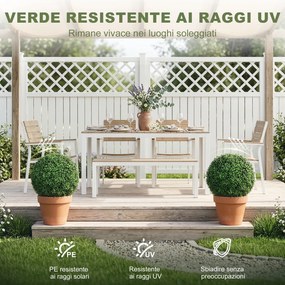 Topiarie Sfere di Pianta Artificiale di Bosso Ø42 cm con 682 Foglie Resistente UV Verde...