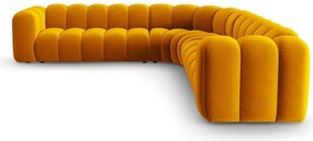 Divano angolare componibile giallo con rivestimento in velluto Lupine – Micadoni