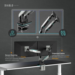 Supporto Doppio per Monitor da 49 Pollici Grigio e Nero RGB X-Arm Dual