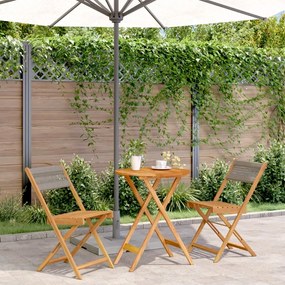 Set Da Bistrot 3pz Grigio İn Polipropilene E Legno Massello /