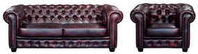 Divano Chesterfield a 3+1 posti 100% cuoio di bufalocherry - BRENTON