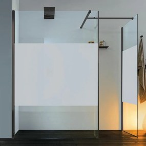 Box doccia walk-in Wens, vetro serigrafato 6 mm, H 200 cm, profilo nero
