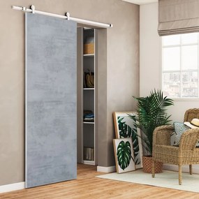Porta scorrevole reversibile Cemento in mdf grigio, L 90 x H 210 cm, con binario Loft