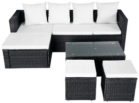 Set Divani da Giardino 4 pz con Cuscini in Polyrattan Nero