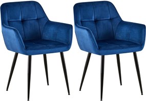 Sedie Da Pranzo Emia İn Velluto, Set Da 2 - Stile, Comfort E Eleganza / Blau