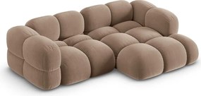 Divano angolare marrone (con penisola a destra/con chaise lounge) con rivestimento in velluto Loretto – Cosmopolitan Design