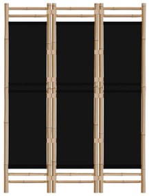 Divisorio ambienti 3 pannelli pieghevole 120 cm bambù e tela