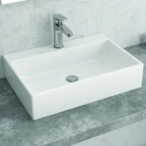 Kamalu - Lavandino da appoggio rettangolare in ceramica bianca | Litos-250