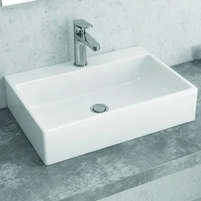 Kamalu - Lavandino da appoggio rettangolare in ceramica bianca | Litos-250