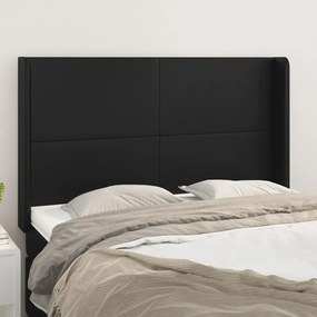 Testiera Ad Orecchio Nera 147x16x118/128 Cm İn Similpelle /