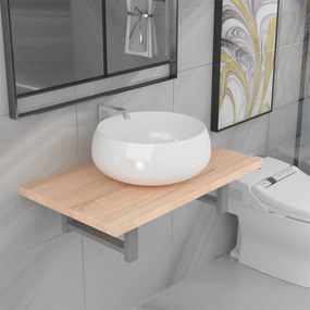 Set Mobili Da Bagno 2 Pz Ceramica Rovere /