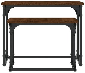 Tavolini impilabili 2 pz rovere marrone in legno multistrato