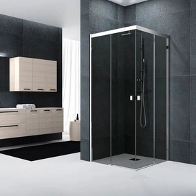 Porta doccia saloon L 77-81 cm x H 200 cm per nicchia in vetro trasparente SP. 6 mm, profilo satinato argento, serie Glam