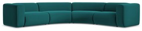 Divano angolare turchese con rivestimento in velluto Ekahi – Makamii