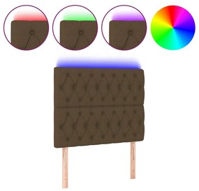 Testiera a led marrone scuro 100x7x118/128 cm in tessuto
