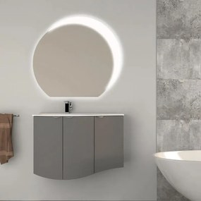 Mobile sottolavabo e lavabo Onda per vasca a sinistra grigio nuvola L 104 x H 70 x P 51 cm