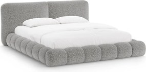 Letto matrimoniale imbottito grigio con contenitore con rete inclusa 200x200 cm Solange – Micadoni