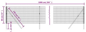 Recinzione Metallica Antracite 0,8x10 m in Acciaio Zincato