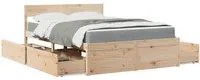 Letto con Cassetti e Materasso 120x200 cm Legno Massello Pino 3281901