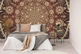 Carta da parati autoadesiva – Mandala decorativa con pizzo in bordeaux