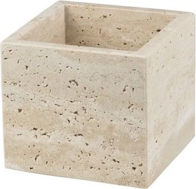 Organizer da bagno beige in pietra per dischetti di cotone Travertine – Mette Ditmer Denmark