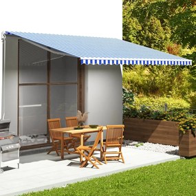 Tessuto Di Ricambio Per Tenda Da Sole Blu E Bianco 5x3,5 M /