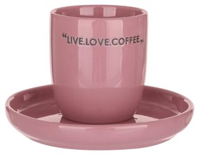 Tazzina caffè con piattino malva con scritta 135 ml
