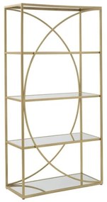 Libreria Stile Glamour 90x38x180 Oro Con Ripiani A Specchio Glamy