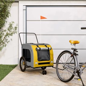 Rimorchio Da Bici Per Animali Giallo E Grigio Oxford E Ferro /
