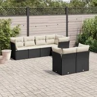 Set Divani da Giardino con Cuscini 7pz Nero Polyrattancod mxl 90548