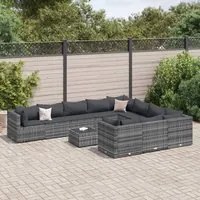 Set Divani da Giardino 11 pz con Cuscini in Polyrattan Grigio 3308338