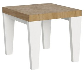 Tavolo allungabile Spimbo Mix piano e gambe in diverse finiture, Quercia Natura / Bianco Frassino / 90x90/246 cm