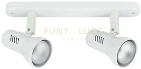 Spot carrera bianco 2 luci attacco e27 28,5x26x18,7cm in metallo or...